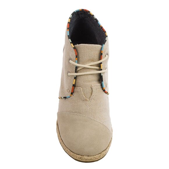 TOMS Women’s Whisper Burlap Suede Natural Desert Wedge Ankle Boots | Size 12 - Picture 3 of 16